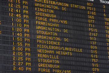 Departure Display at Boston Main Station