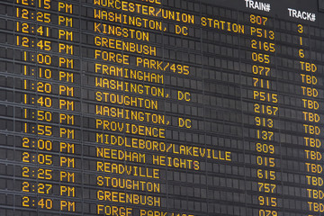 Departure and Arrival Display Boston Main Station