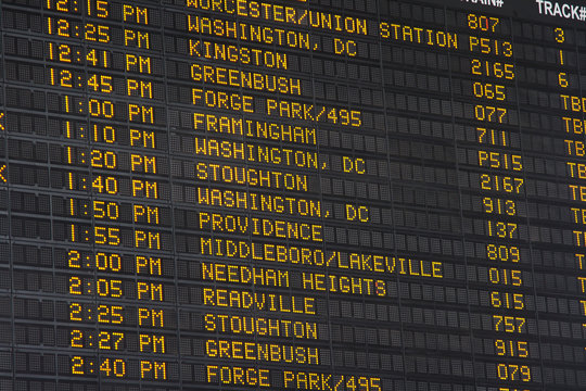 Departure Display at Boston Main Station