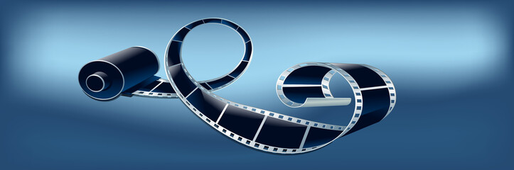 Filmstreifen blau im Bannerformat