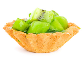 Cake with Fruit kiwi isolated on white