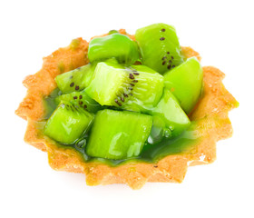 Cake with Fruit kiwi isolated on white