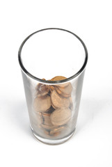 A glass of coins