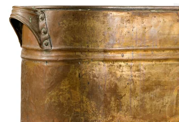 Vlies Fototapete Metall work detail on handle of antique copper pan