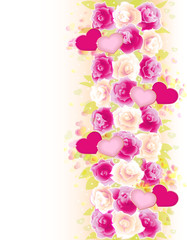 Valentines background with roses and hearts