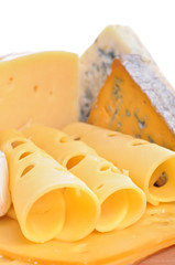 Various types of cheese composition isolated
