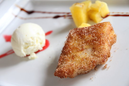 Fried Milk Leche Frita  Pinneaple And Olive Oil Ice Cream