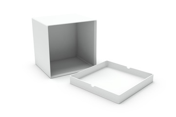 Open white blank box on one side