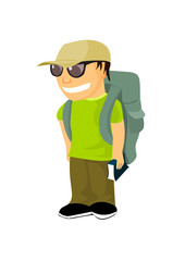 Young backpacker with travel guide