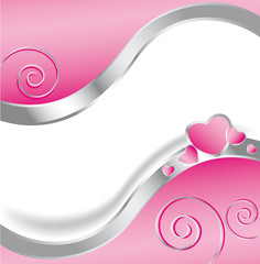 Rosa Herzen mit Spiralen für Grusskarte