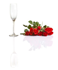 Fototapeta na wymiar Red roses on white isolated background