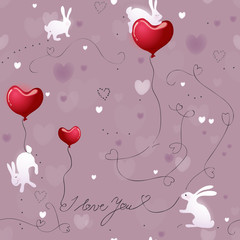 Texture Rabbits with Valentine hearts
