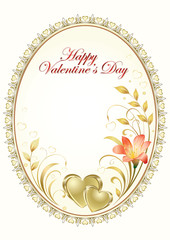 Frame with flowers and hearts