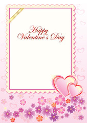 Blank paper with floral ornament and hearts