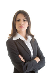 Confident Caucasian Business Woman, Arms Crossed, Isolated White