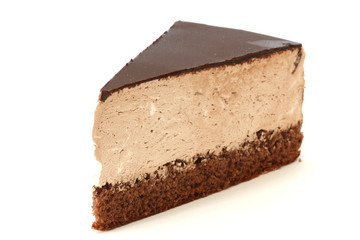 Fototapeta na wymiar Chocolate cake on white background