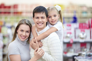 Portrait of smiling families at the store