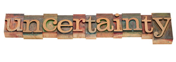 uncertainty word in vintage letterpress type