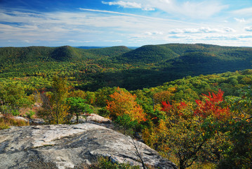 Fototapeta na wymiar Autumn Mountain peak view panorama