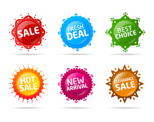 Collection of shiny colorful sale labels and stickers 2