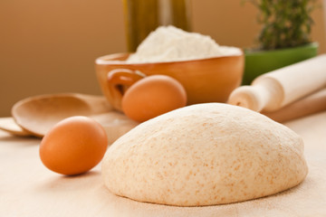 Fototapeta na wymiar Ball of homemade dough