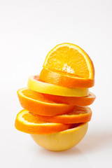 Fototapeta na wymiar Fresh fruit arrangement, orange and grapefruit slices