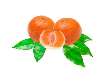 Mandarins isolated on white background
