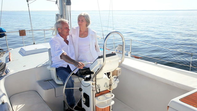 Seniors Sailing Their Luxury Yacht