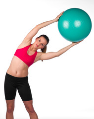 woman exercise with pilates ball