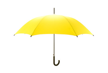 Yellow umbrella isolated on white background.