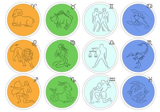 Zodiac signs in circles 1
