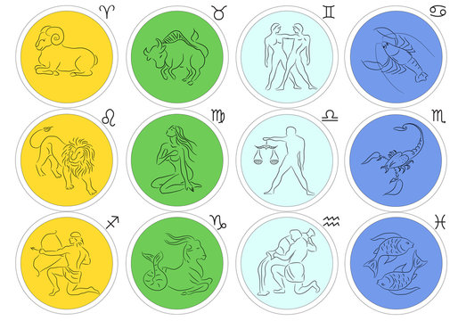 Zodiac signs in circles 2