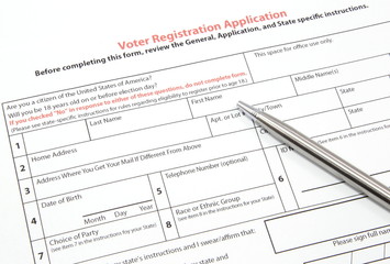 Voter Registration Application with Silver Pen