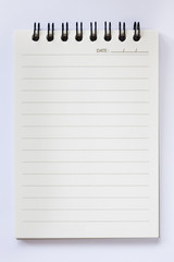 blank notebook on white background