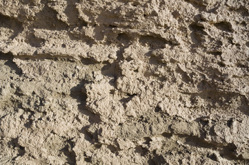 Close-up of the dried up surface of clay