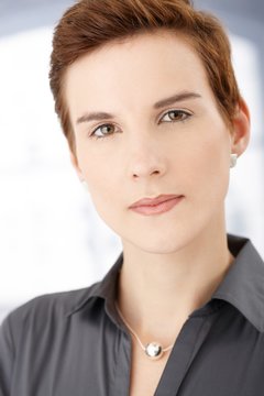 Closeup female facial portrait