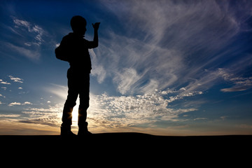 Silhouette of the lonely wanderer