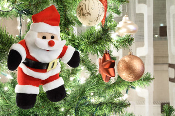 Santa Claus puppet on Christmas tree