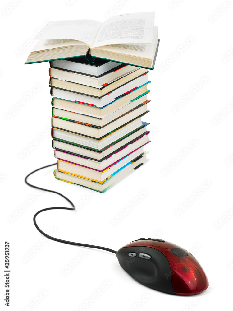 Poster Computer mouse and books