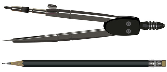 Compasses and pencil