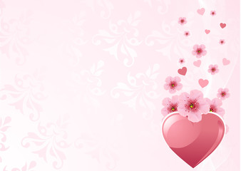 Love heart and cherry blossom