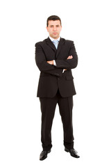 Young business man full body standing against white background