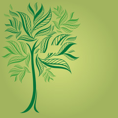 Design with decorative tree from leafs