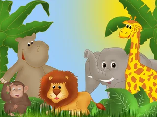Stickers pour porte Zoo Fond d& 39 enfants mignons