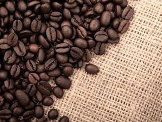Coffee beans on canvas