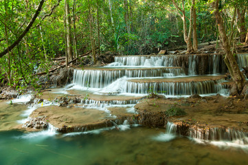 Deep forest Waterfall in Kanchanaburi, Thailand