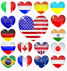 set from the hearts of flags