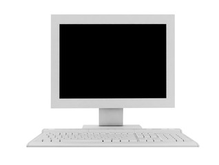 Fototapeta premium The white monitor and keyboard