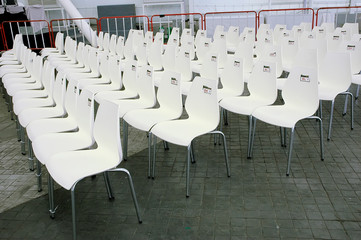 White chairs rows in conference hall