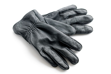 black leather gloves
